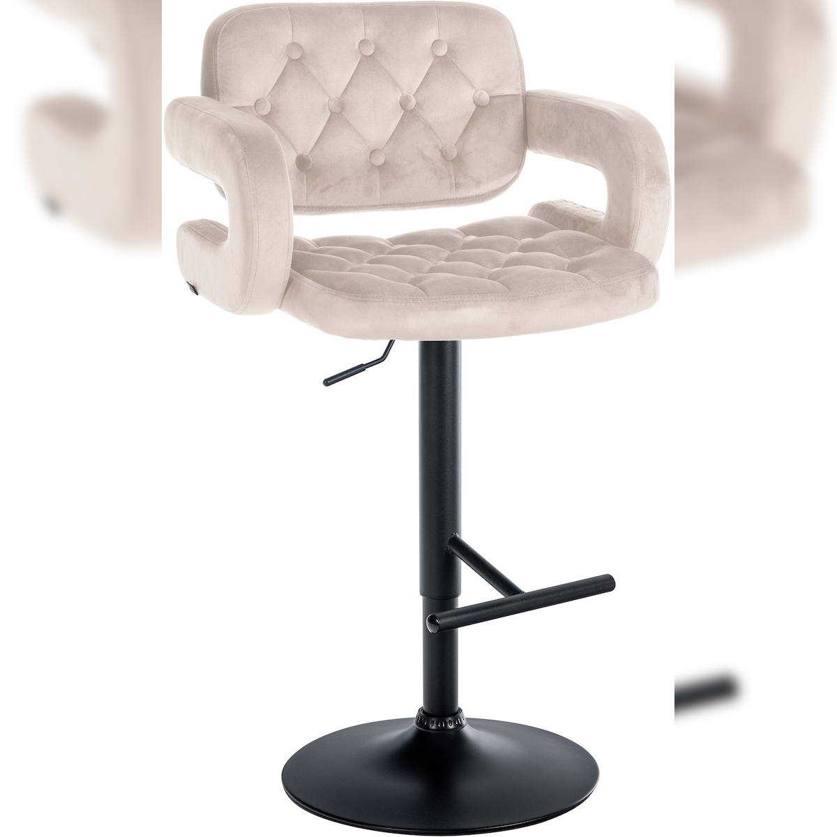 CLP Barhocker Dublin Samt creme/Metall matt schwarz Image