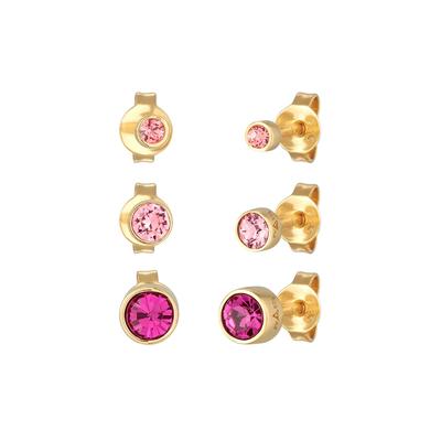 Elli Stecker Set Kristalle Rosa 925 Silber Pink Damen Image