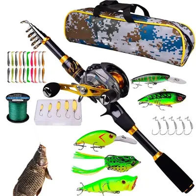 Fishing Rod And Reel Combo Lightweight Telescoping Fishing Pole Set With  Reel Fishing Gear With Fishing Carrier Bag Fishing - Shopping.com