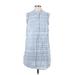 Bella Dahl Casual Dress - Shirtdress High Neck Sleeveless: Blue Print Dresses - Women's Size Small