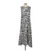 Victor Alfaro Collective Casual Dress - Midi Crew Neck Sleeveless: Silver Zebra Print Dresses - Women's Size Small