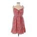 Shein Casual Dress - A-Line Plunge Sleeveless: Red Floral Dresses - Women's Size Medium