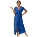 Plus Size Women's Stretch Knit Ruffle Maxi Dress by The London Collection in Dark Sapphire (Size 28 W)