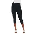 Plus Size Women's Everyday Stretch Cotton Capri Legging by Jessica London in Black Graphic Herringbone (Size 30/32)