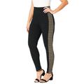 Plus Size Women's Everyday Stretch Cotton Legging by Jessica London in Khaki Black Houndstooth (Size 22/24)
