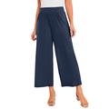 Plus Size Women's Stretch Knit Wide Leg Crop Pant by The London Collection in Navy (Size 14/16) Pants