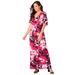 Plus Size Women's Cold Shoulder Maxi Dress by Jessica London in Pink Burst Graphic Floral (Size 16 W)