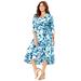 Plus Size Women's Easy Faux Wrap Dress by Catherines in Navy Floral Burst (Size 3X)