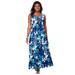 Plus Size Women's Stretch Cotton Tank Maxi Dress by Jessica London in Blue Flower (Size 18/20)