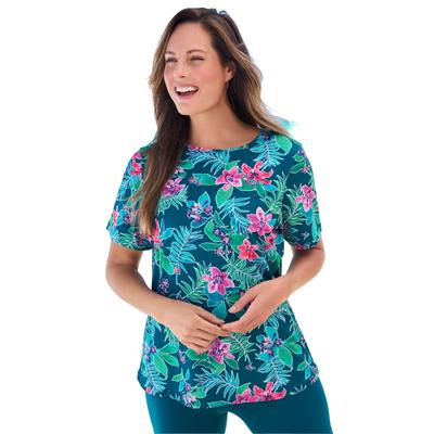 Plus Size Women's The Swim Tee by Swim 365 in Mediterranean Floral (Size 22/24) Rash Guard