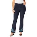 Plus Size Women's Embroidered Bootcut Jean by Roaman's Denim 24/7 in Indigo Flower Paisley (Size 26 W)