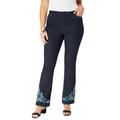Plus Size Women's Embroidered Bootcut Jean by Roaman's Denim 24/7 in Indigo Flower Paisley (Size 18 W)