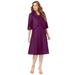 Plus Size Women's Fit-And-Flare Jacket Dress by Roaman's in Dark Berry (Size 14 W)