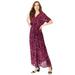 Plus Size Women's Wrap Maxi Dress by Roaman's in Black Tie Dye Texture (Size 22/24)