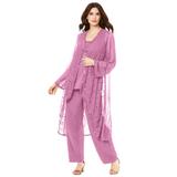 Plus Size Women's Three-Piece Beaded Pant Suit by Roaman's in Mauve Orchid (Size 32 W) Sheer Jacket Formal Evening Wear