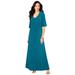 Plus Size Women's Button Front Maxi Dress by Roaman's in Deep Teal Melange (Size 18/20)