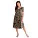 Plus Size Women's Ultrasmooth® Fabric V-Neck Swing Dress by Roaman's in Brown Sugar Paisley Print (Size 18/20)