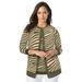 Plus Size Women's Fine Gauge Cardigan by Jessica London in Dark Olive Zebra (Size 12) Sweater