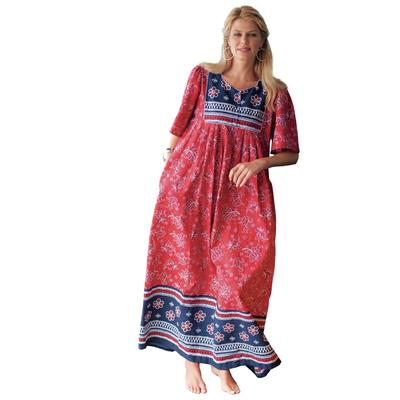 Plus Size Women's Bib Front Lounger by Only Necessities in Classic Red Print (Size 4X)