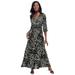 Plus Size Women's Pullover Wrap Knit Maxi Dress by The London Collection in Grey Painterly Cheetah (Size 28 W)