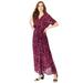 Plus Size Women's Wrap Maxi Dress by Roaman's in Black Tie Dye Texture (Size 30/32)