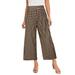 Plus Size Women's Stretch Knit Wide Leg Crop Pant by The London Collection in Black Khaki Houndstooth (Size 12) Pants