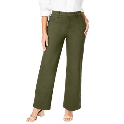 Plus Size Women's True Fit Stretch Denim Wide Leg Jean by Jessica London in Dark Olive Green (Size 24 W) Jeans