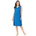 Plus Size Women's Short Sleeveless Sleepshirt by Dreams & Co. in Pool Blue Cosmic Dreams (Size 5X/6X) Nightgown