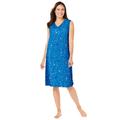 Plus Size Women's Short Sleeveless Sleepshirt by Dreams & Co. in Pool Blue Cosmic Dreams (Size M/L) Nightgown