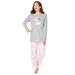 Plus Size Women's Long Sleeve Knit PJ Set by Dreams & Co. in Heather Grey Spring Dog (Size 22/24) Pajamas