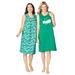 Plus Size Women's 2-Pack Sleeveless Sleepshirt by Dreams & Co. in Tropical Emerald Cat (Size 22/24) Nightgown