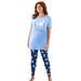 Plus Size Women's Graphic Tunic PJ Set by Dreams & Co. in Evening Blue Poodles (Size 38/40) Pajamas