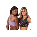 Plus Size Women's Wireless Sport Bra 2-Pack by Comfort Choice in Black Tossed Hearts (Size 2X)