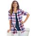 Plus Size Women's Short-Sleeve Button Down Seersucker Shirt by Woman Within in Red White Blue Plaid (Size 2X)