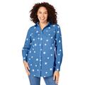 Plus Size Women's Perfect Long Sleeve Shirt by Woman Within in Blue Chambray Stars (Size 4X)