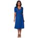 Plus Size Women's Stretch Knit Pleated Front Dress by Jessica London in Dark Sapphire (Size 26 W)