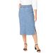 Plus Size Women's Comfort Waist Stretch Denim Midi Skirt by Jessica London in White Animal (Size 26) Elastic Waist Stretch Denim