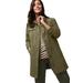 Plus Size Women's Long Denim Jacket by Jessica London in Dark Olive Green (Size 30 W) Tunic Length Jean Jacket