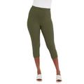 Plus Size Women's Everyday Stretch Cotton Capri Legging by Jessica London in Dark Olive Green (Size 12)