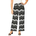 Plus Size Women's Everyday Stretch Knit Wide Leg Pant by Jessica London in Black Brushstroke Chevron (Size 18/20) Soft Lightweight Wide-Leg