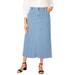 Plus Size Women's True Fit Stretch Denim Midi Skirt by Jessica London in Medium Stonewash Stripe (Size 34 W)