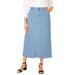 Plus Size Women's True Fit Stretch Denim Midi Skirt by Jessica London in Medium Stonewash Stripe (Size 16 W)