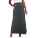 Plus Size Women's Stretch Knit Maxi Skirt by The London Collection in Dark Charcoal (Size 30/32) Wrinkle Resistant Pull-On Stretch Knit