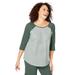 Plus Size Women's Three-Quarter Sleeve Baseball Tee by Woman Within in Pine Stripe (Size 3X) Shirt