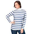 Plus Size Women's Ribbed Cotton Turtleneck Sweater by Jessica London in Dark Sapphire Rib Stripe (Size 42/44) Sweater 100% Cotton