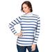 Plus Size Women's Ribbed Cotton Turtleneck Sweater by Jessica London in Dark Sapphire Rib Stripe (Size 42/44) Sweater 100% Cotton