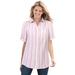 Plus Size Women's Short-Sleeve Button Down Seersucker Shirt by Woman Within in Rose Pink Rainbow Stripe (Size 2X)