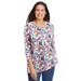 Plus Size Women's Perfect Printed Three-Quarter Sleeve V-Neck Tee by Woman Within in White Multi Garden (Size 22/24) Shirt