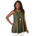 Plus Size Women's Stretch Knit Sleeveless Swing Tunic by Jessica London in Dark Olive Green (Size 26/28) Long Shirt