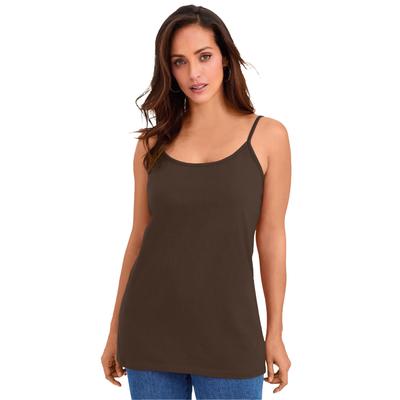 Plus Size Women's Stretch Cotton Cami by Jessica London in Chocolate (Size 12) Straps